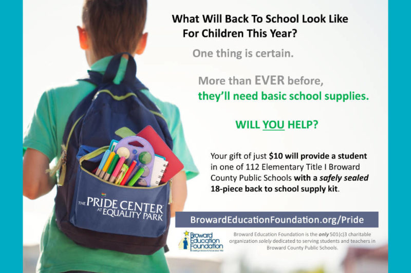The Pride Center at Equality Park Back to School Drive